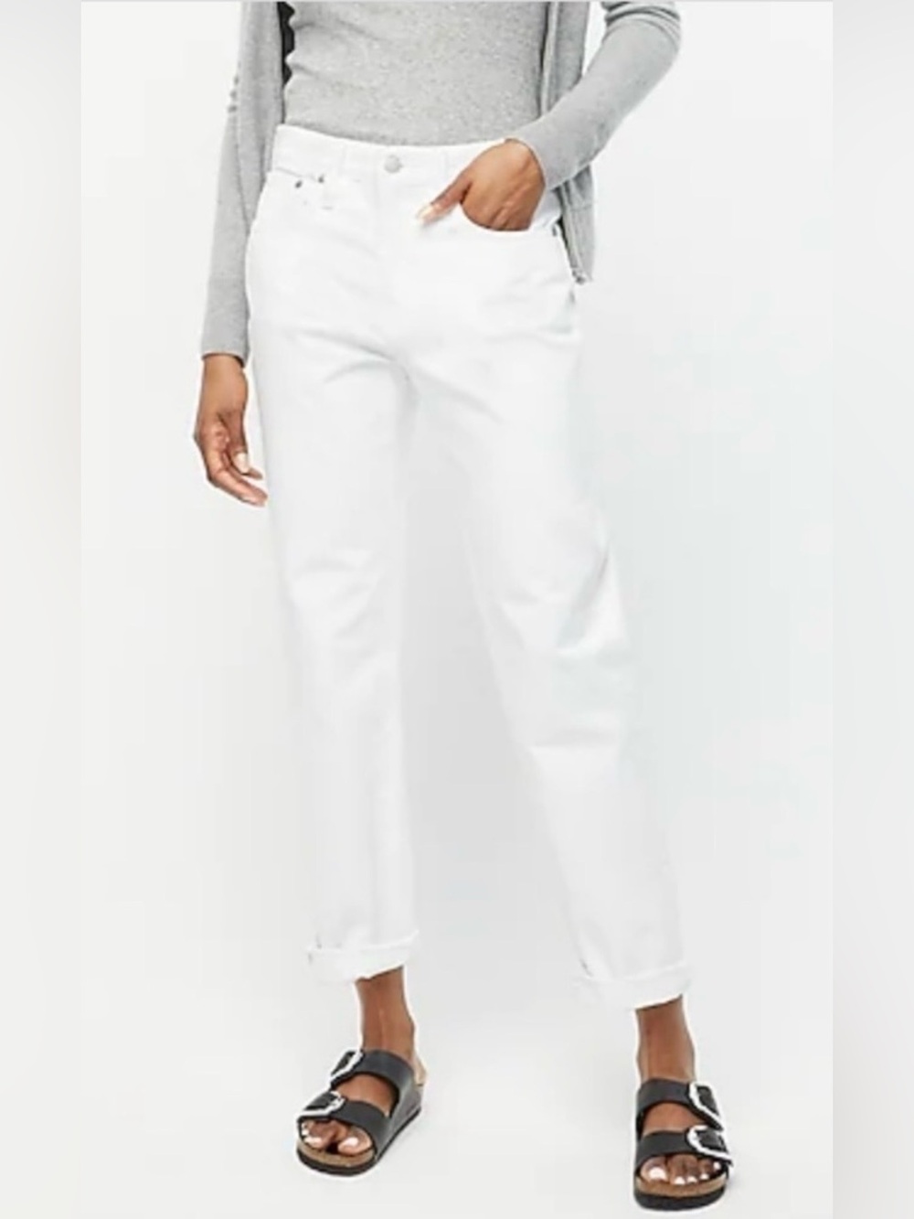 J. Crew Women's White 100% Cotton Mid-Rise Slouchy Jeans - size 26